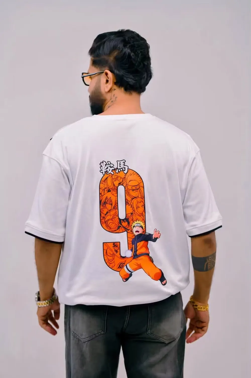 Naruto 9 white tee, back print