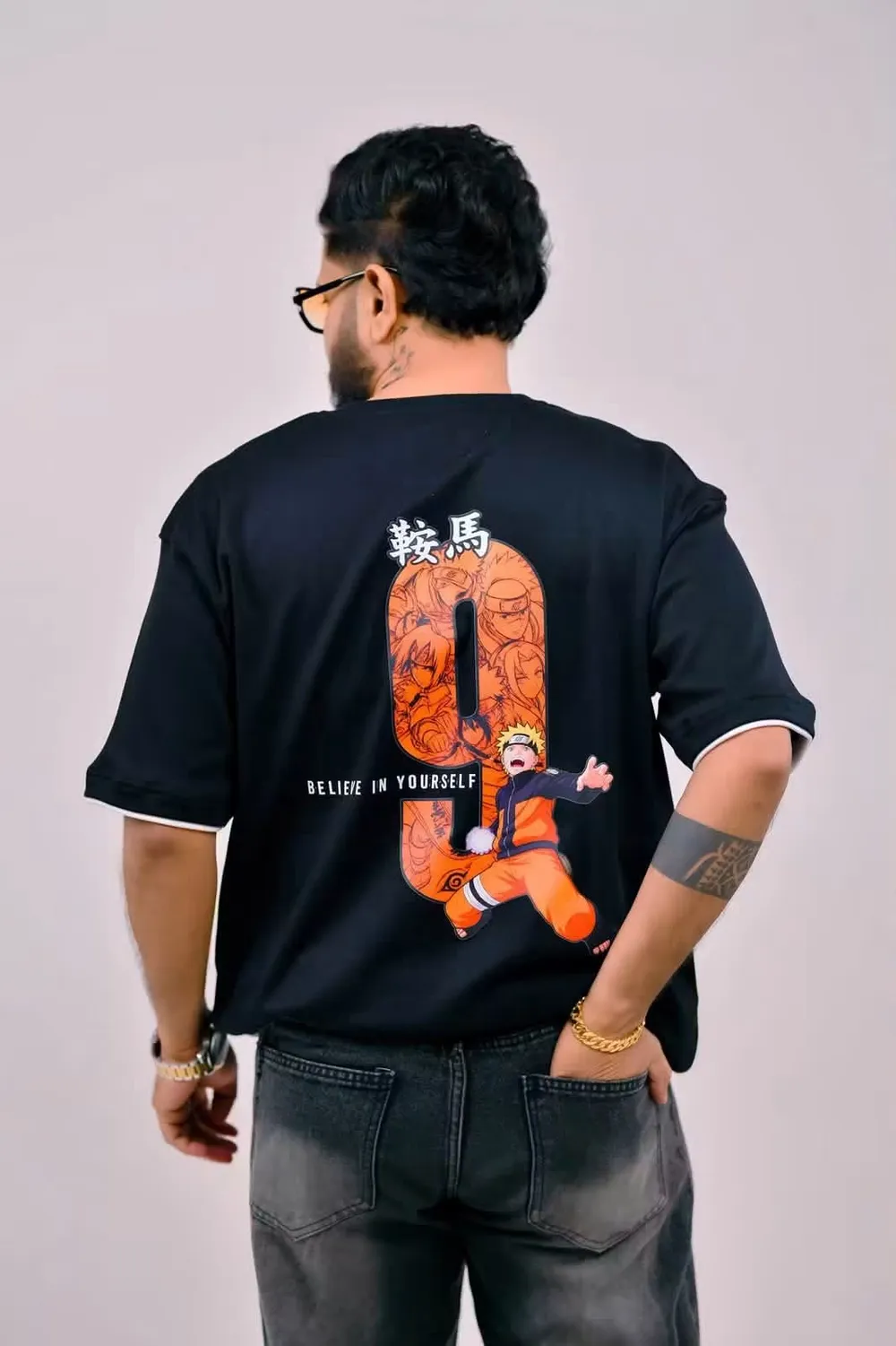 Naruto 9 black tee, back print